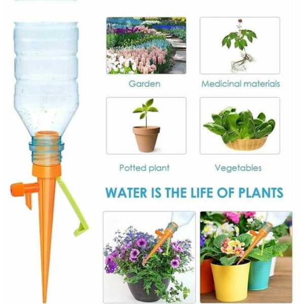Droppbevattningskit, dropbevattning, självvattnande växter, DIY automatisk växtbevattning, inneholdertningssystem för trädgårdsväxter - 6 oransje, 4 grønne