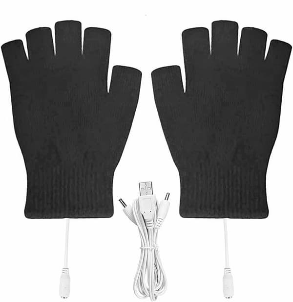 Opvarmede vanter med USB / Vanter / Handsker / Fingerløse vanter Sort-FF-