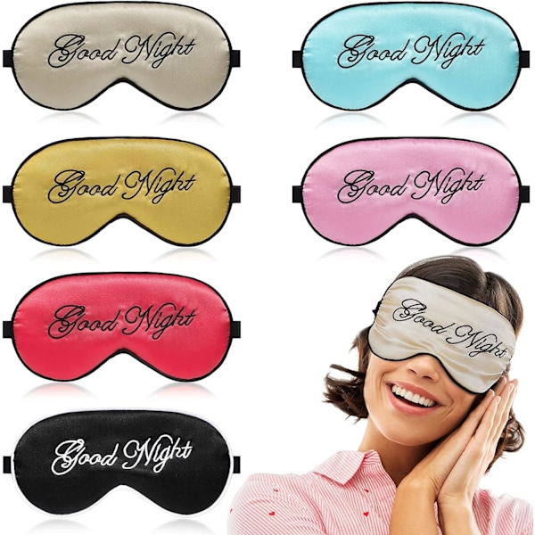 6 kappaletta Silk Sleep Eye Masks Pehmeä silmälappu Maski Satin Eye Sleep