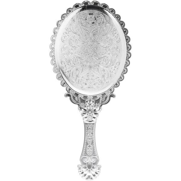 Vintage präglade ovala blommiga sminkspegel Handspeglar Sølv