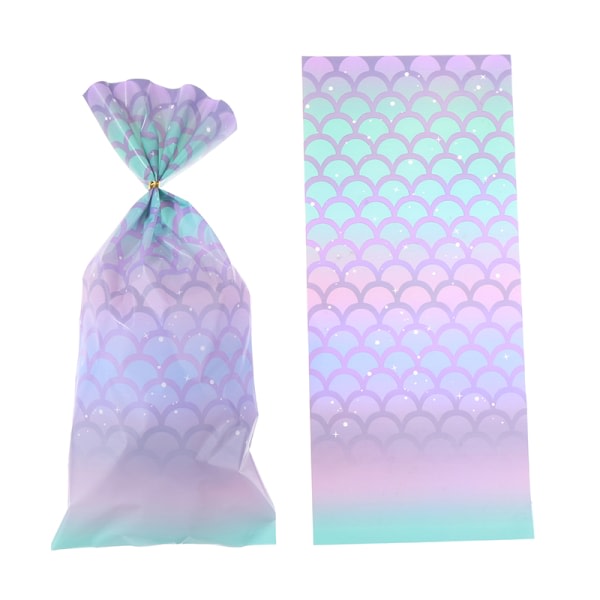 50st Mermaid Goodie Bags Mermaid Tail Biscuit Förpackningspåsar