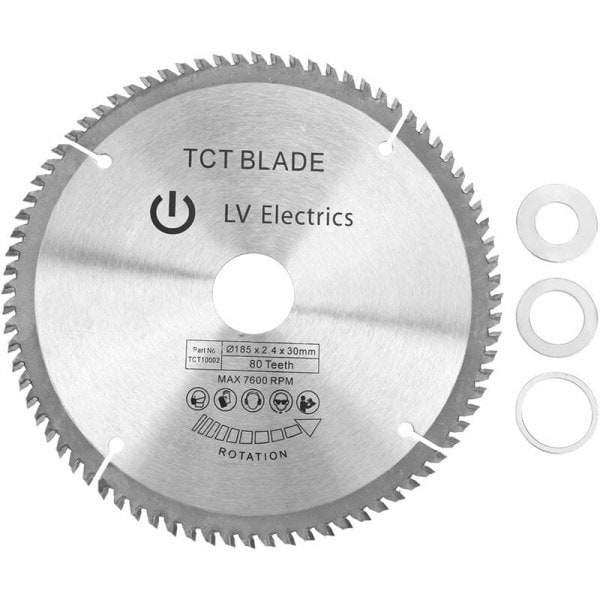 Cirkelsågblad 185 mm TCT Silver Roterande kapskiva för trä