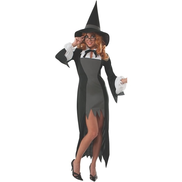 Bristol Novelty Dame/Dame Puritan Witch Costume M Sort/Grå Sort/Grå M