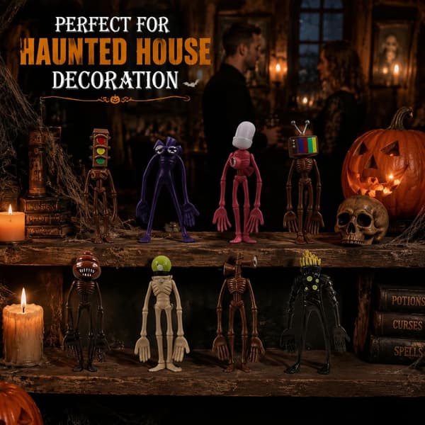 8 x Siren Head Halloween Dekoration Skräck Monster Figur Set
