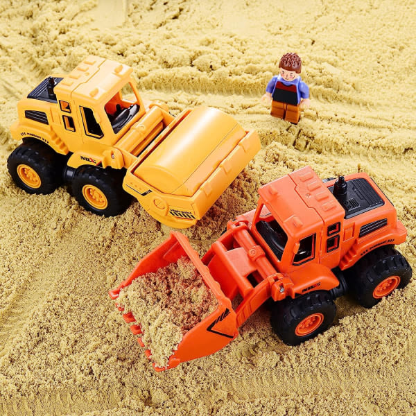 Byggleksaker för 3-åriga pojkar, flickor, navetta, power Leksaksbil Sandleksaksbil med grävmaskin, puskutraktori, (färg 4-pack)