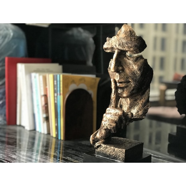 Abstrakt Skulptur Statue Sandstein Harpiks Hold Stille For Hjem Desktop Bokhylle Kontordekorasjon 12,4 tommer høy (bronse)