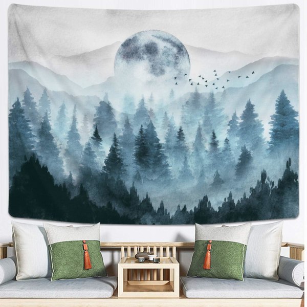 Misty Forest Tapestry Foggy Mountain Tapestry Magical Tree style 1 150*150cm