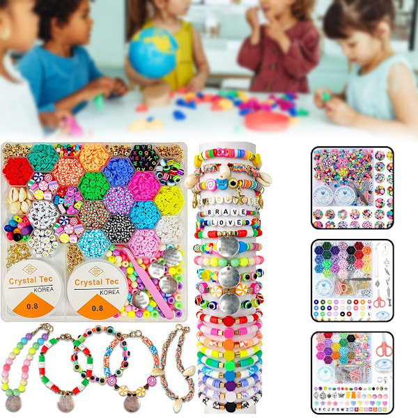 Gør-det-selv farverige perler Sæt Håndlavede perlearmbånd gør tilbehør til børnepiger 5205PCS