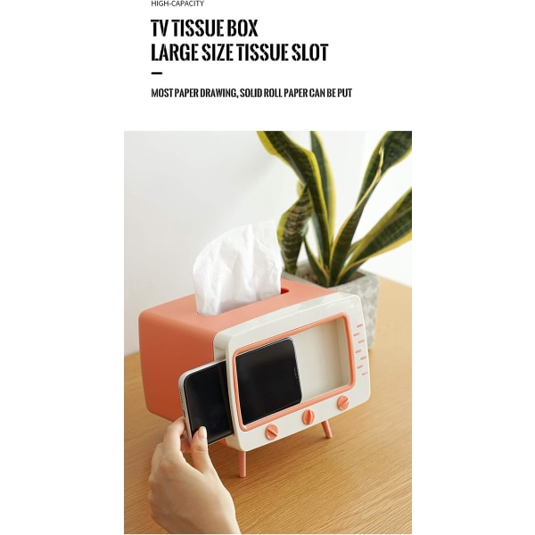 Creative Tissue Box Holder Med Mobiltelefon Stand Unikt Sjovt Tv