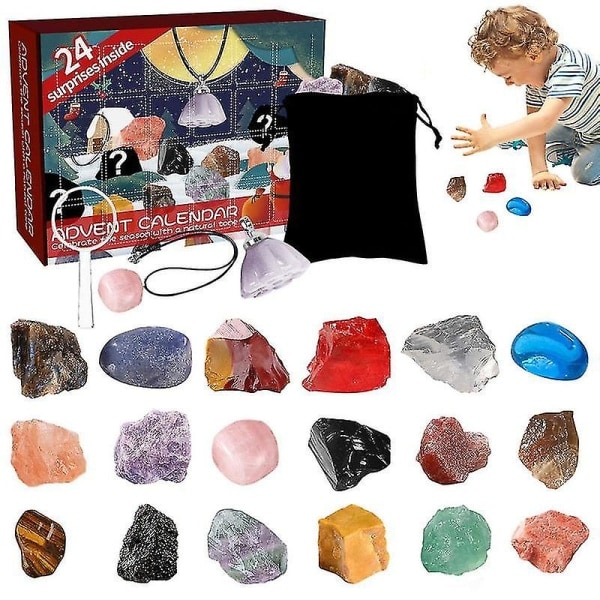 2023 joulukalenteri 24 päivän malmi-adventtikalenteri Uudenvuoden Rocks Gems Blind Box Lahja lapsille Countdown-kalenterit