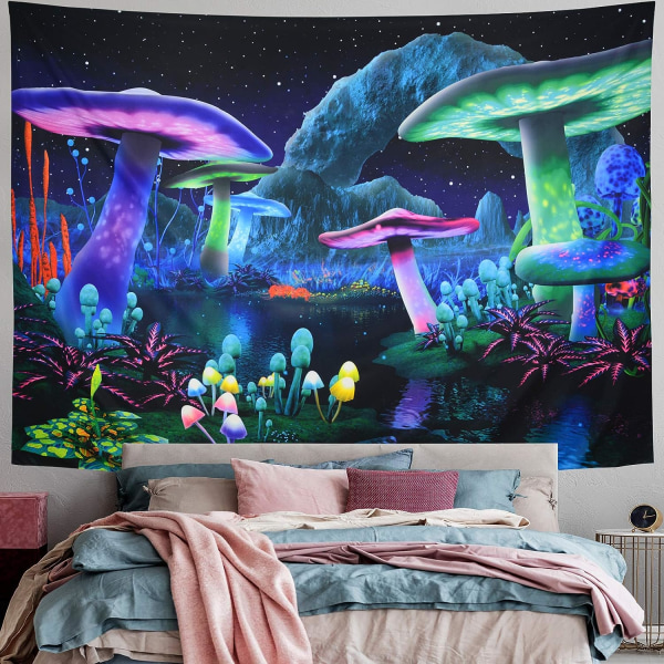 Psykedelisk svamptapet Fantasy Växtvägg Tapestry Galaxy
