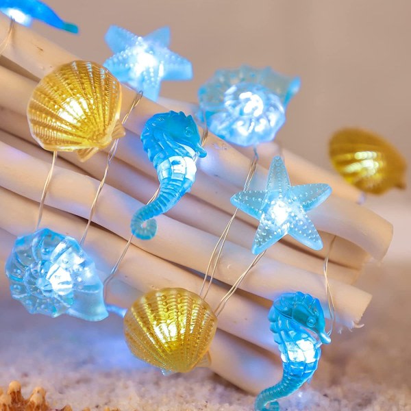 Ocean Beach-tema Sea Life Söt med dekorativa ljusslingor B