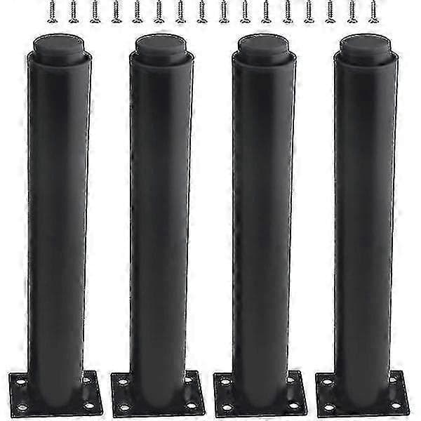 Sæt med 4 justerbare sorte møbelben i metal (25-42 cm)