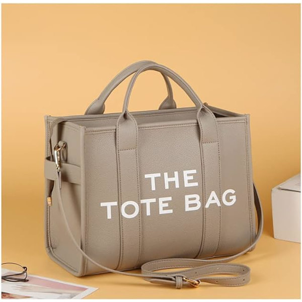 Dam Toteväska, PU Läder Tote Handväska, Axelremsväska, Crossbody Väska eller Handväska för Skola, Kontor, Resor (10,6X13X6,3 tum)-XF4-