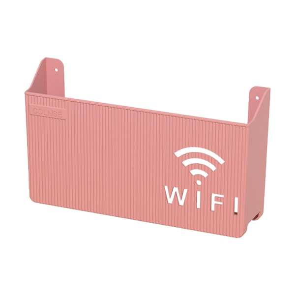 Trådløs Wifi Router Hylde Opbevaringsboks Væghængt ABS Organiser Pink