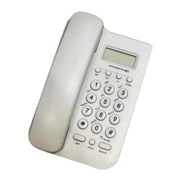 Ledningstelefon med nummerpresentasjon Ledningsbasert klassisk fasttelefon Stasjonær vegg Ledningstelefon Telefon med store knapper White 0.44