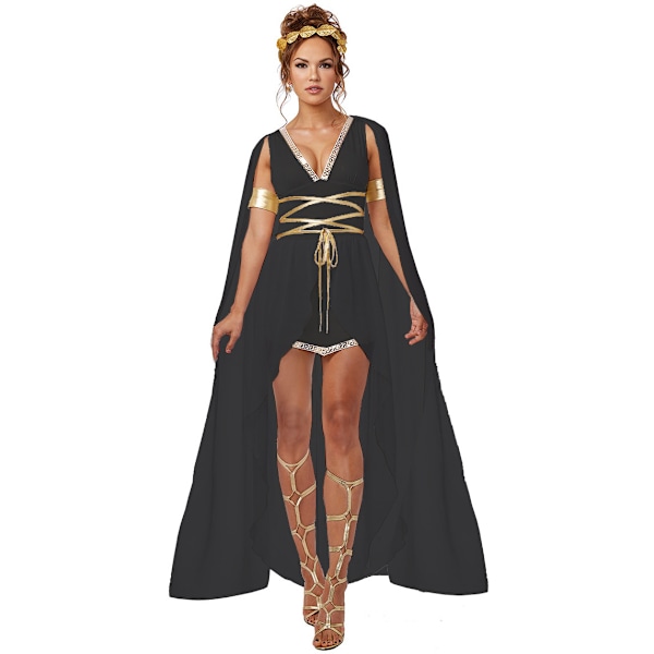 S-XL Keskiaikainen asu Antiikin kreikkalainen jumalatar Halloween-asu Kleopatra Athena mekko COS-asu Musta Black M