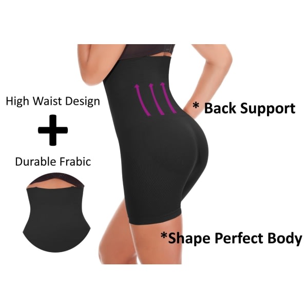 Damer med hög midja magkontroll Bodyshaper Butt Lifter Boyshorts Kontrollbyxor Slimming Byxor, 2st, 3XL