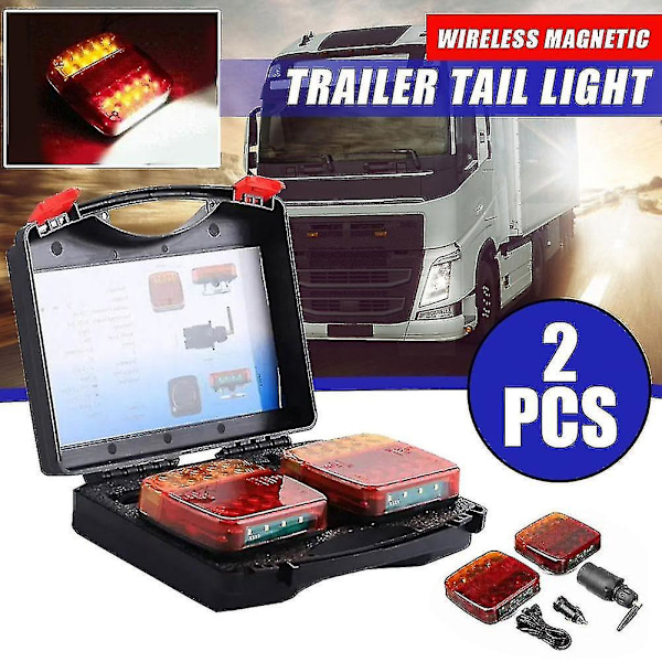 2 stk. LED baglygter til trailer, trådløse, magnetiske