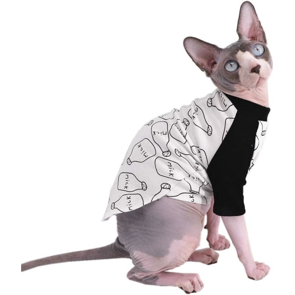 Hårlös katt Söt andas sommar bomull T-skjorte Flaskmönster Djurkläder Crew Linne Kattungeskjorta Ärmlös katt- och valpkläder