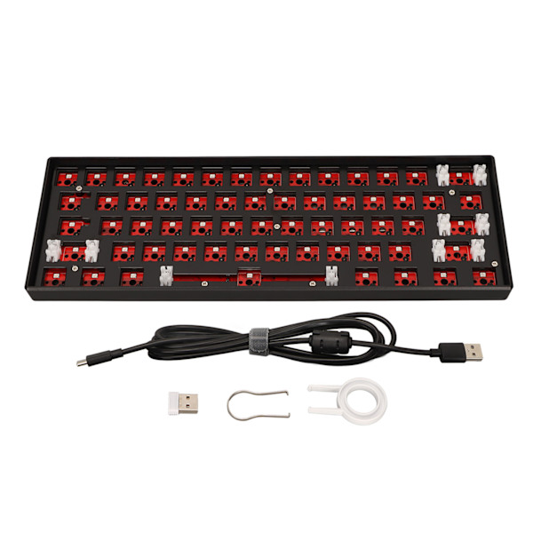 61-tangenters mekaniskt tangentbord DIY-kit stöder trådlöst 2,4G BT 3.0 5.0 typ C trådbundet modulärt mekaniskt speltangentbord med RGB Black