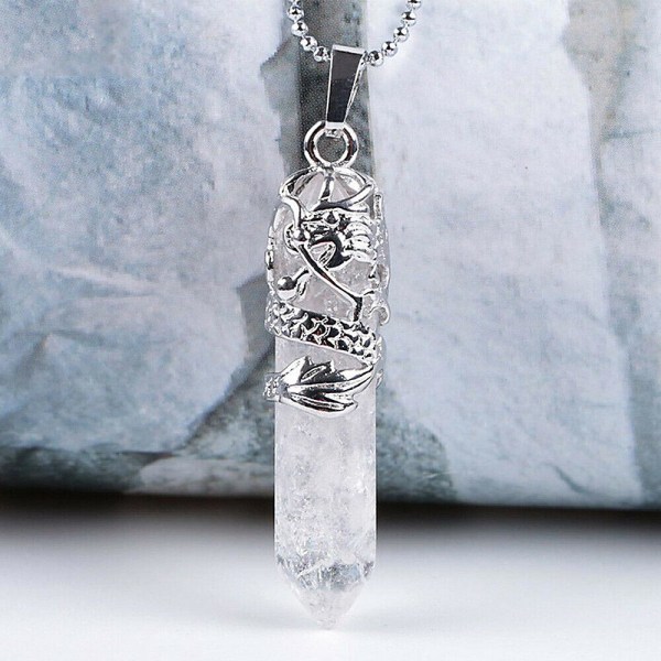 Energi-Pendel Naturlig Kristallhänge Halsband White crystal