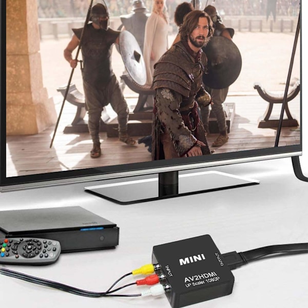 CAIFU AV til HDMI-konverter, med USB-ladekabel for PC Bærbar Mini Xbox PS2 PS3 TV STB VHS VCR Kamera DVD