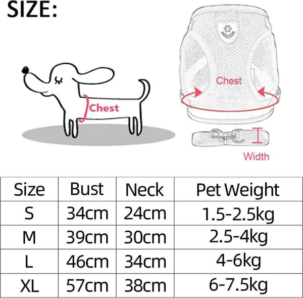Sort hundesele justerbar til hvalpe små hunde størrelse M