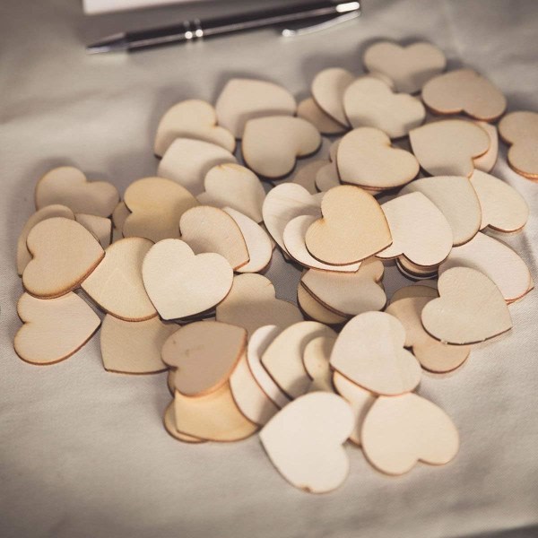 100 m (5 cm) - Rustikt udseende træhjärtan for hantverksprojekt - for bröllopsdekorationer