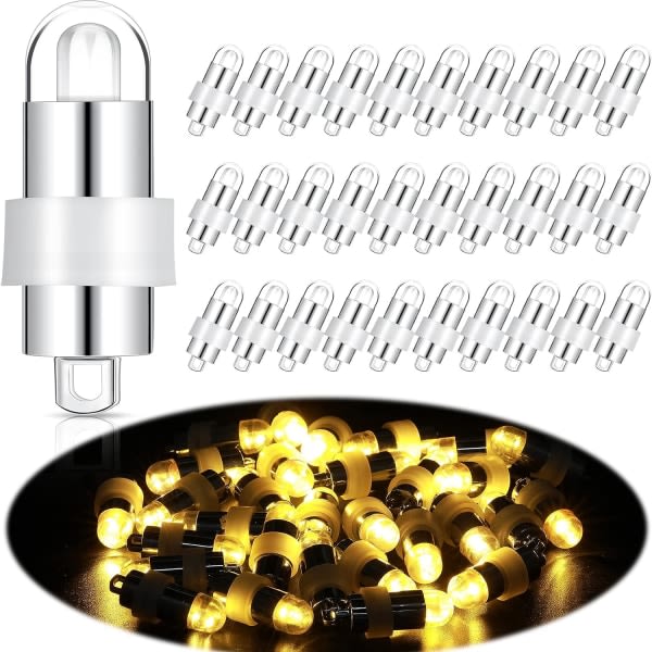 30 stykker LED-ballonglampe Mini papirlyktorlampor Batteridrevet vanntäta for halloweenfest DIY-dekorasjon (varmt lys)