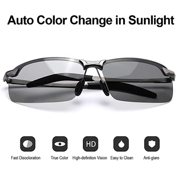 Polariserade solglasögon Photochromic Pilot Style Glasögon UV400 Prot