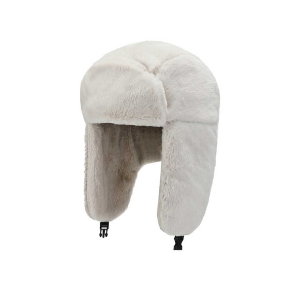 Bomber Hat Lämmin unisex Talvi Lämmin Tuulenpitävä Ski Cap Paksu solki kuulosuojaimet Thermal , valkoinen