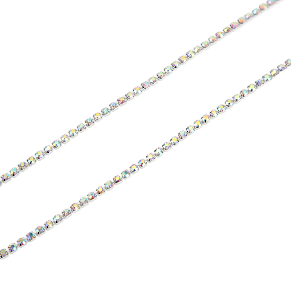 Rhinestone Trim Farverig Glitrende 10 Meter Rhinestone Trim til Husholdning DIY Håndværk Tøj Dekoration Gave Sølv Bag AB Farve 3mm