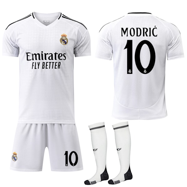 Real Madrid Hemmatröja Barn & Vuxen Fotbollströja Med Strumpor Nr.10 Modric 2024-2025 No.10 Modric No.10 Modric XS