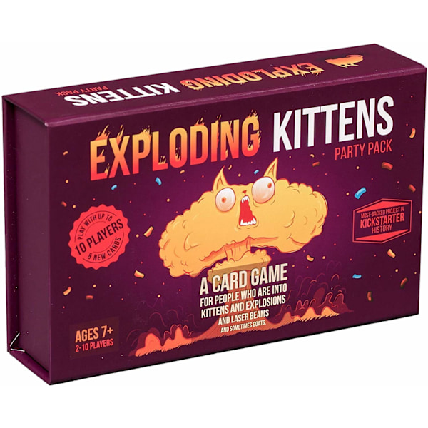 Exploding Kittens Party - Et russisk roulette-kortspill, enkle familievennlige partyspill - Kortspill for voksne, tenåringer og barn - 2-10 spillere