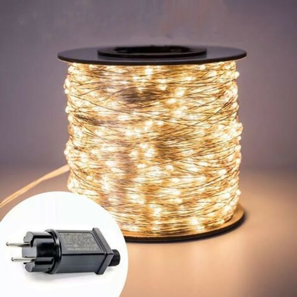 LED-slingor - 20M 200 LED koppartrådsslingor, LED-slinga för inomhusbruk, dekorativa blinkande stjärnljus för inomhus/utomhus, jul (varmvit)