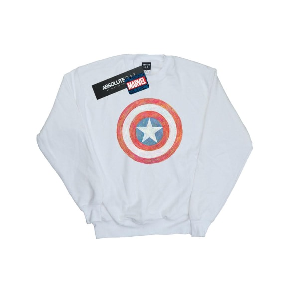 Marvel Girls Captain America Sketched Shield Sweatshirt 9-11 Ye White 9-11 år