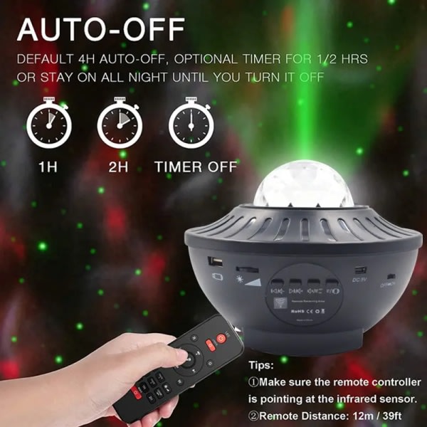 Färgglad Star Light-projektor med Bluetooth musikhögtalare Starry Sky Light