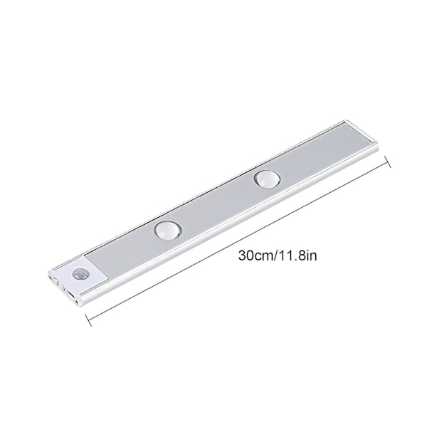 Underskapbelysning Trådløs oppladbar med USB-lader, dimmer LED garderobelys høy kvalitet hvit white 30cm