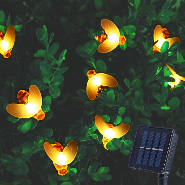 Mehiläiset Solar String Lights Joulu Uusi vuosi Halloween Garden Lig