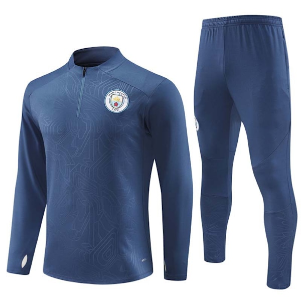 2024 Manchester City Ny Fotbollströja Långärmad Träning Set för Vuxna och Barn Royal Blå/Präglad Version Royal blue/stamped version 10