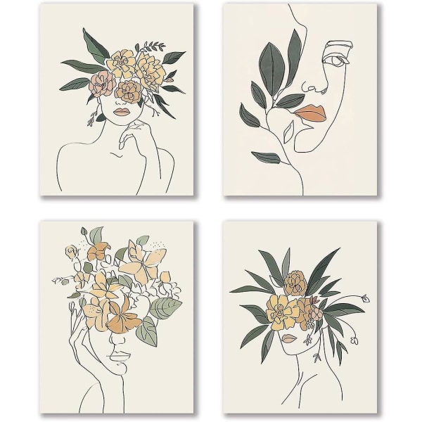 Moderne Minimalistisk Fashion Pop Kvinder Printer Flower Wall Art Paint