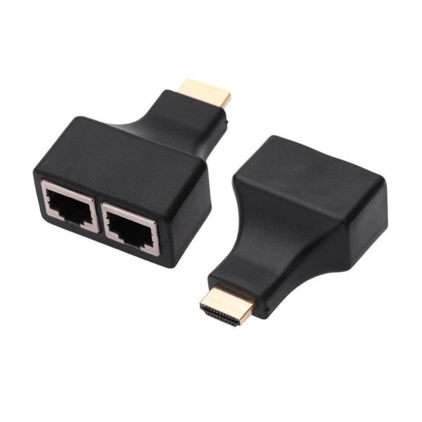 HDMI till RJ45 nätverksadapteri, Qaoquda 1080P HDMI hane till dubbel RJ45 Hona nätverk CAT5e CAT6 Converter Extender