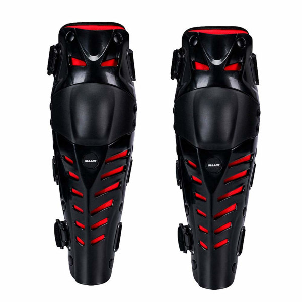 Upgraderade knäskydd Motorcykel knäskyddande knä benskyddsskydd motocrossracing (svart-röd)