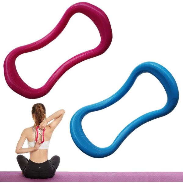 Fascia Stretching Ring, 2 delar Yoga Ring Pilates Circles, Fitness Stretching Ring, Yoga Massage Ring för lår- och vadmassage, blå och rosröd