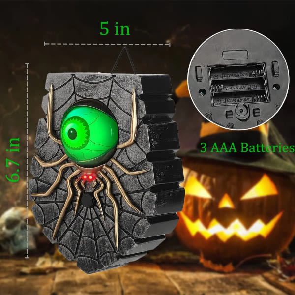 Halloween-dørklokkedekorationer Horror-dørklokke, glødende og animerede øjeæble Halloween-dekorationer med uhyggelige lyde (røde øjne)