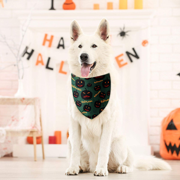 Rolig Halloween Bomullsfilt Djur Hund Triangel Halsduk - Halloween