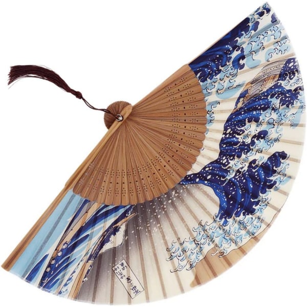Japanilainen käsintehty maisema Bambu silkki taitettava tuuletin, Vintage Ret