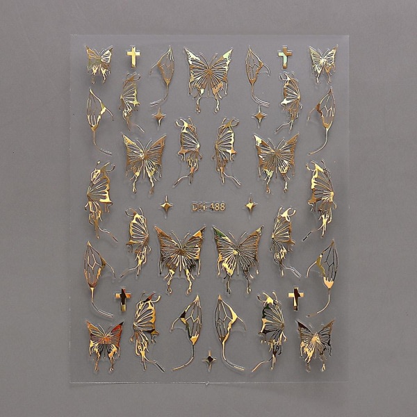 6 ark 3d butterfly neglestickers til neglekunst 3D neglemærkater Selvklæbende neglekunstartikler til negledesignerkvinder