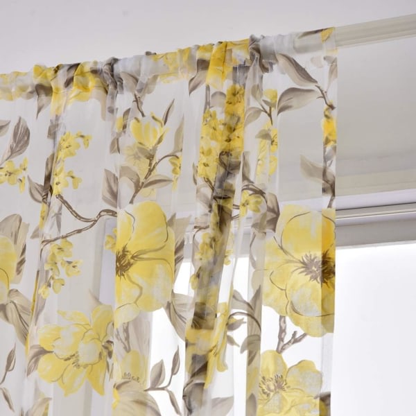 Romerska gardiner i tyll, romerska persienner med genomskinligt print (bredd 80 cm / höjd 140 cm, 919# gul)